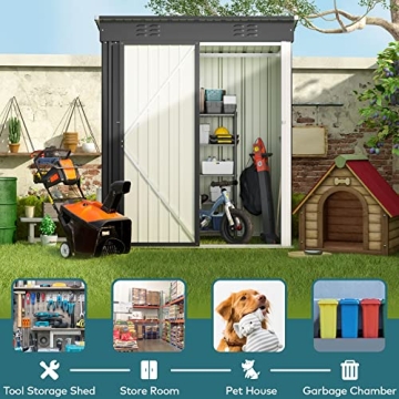 Gizoon 5'x3' Outdoor Storage Shed with Lockable Door