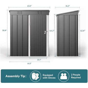 Gizoon 5'x3' Outdoor Storage Shed with Lockable Door