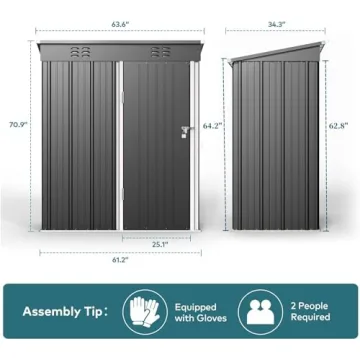 Gizoon 5'x3' Outdoor Storage Shed with Lockable Door
