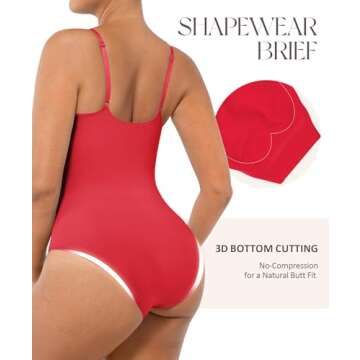 FeelinGirl Body Shaper Tummy Control Bodysuit Shapewear Seamless Waist Trainer Butt Lifter Red XS/S