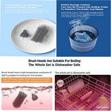 Baby Bottle Drying Rack for Travel - 6-in-1 Brush Set for Parents