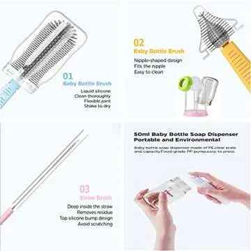 Portable Baby Bottle Drying Rack and Brush Set