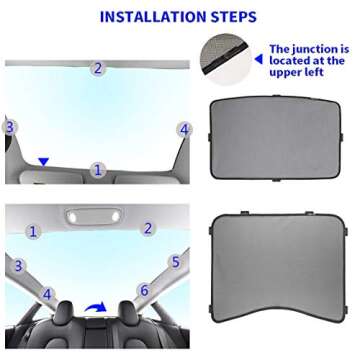 TOPlight Automotive Sun Protection Sunshades for Tesla Model 3,Model 3 Glass Roof Sunshade Sunroof Rear Window Sunshade Compatible (Until 2020 Version)