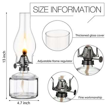 Tuanse 2 Pieces Chamber Oil Lamp Classic Kerosene Lamp Lantern Vintage Oil Lantern Decorative Hurric...