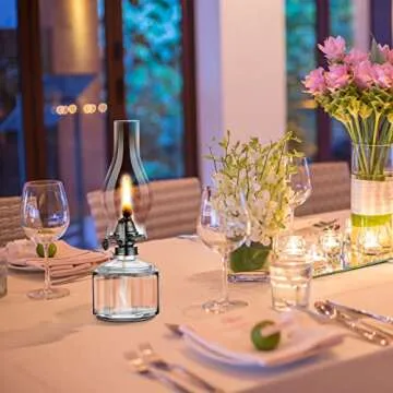 Tuanse 2 Pieces Chamber Oil Lamp Classic Kerosene Lamp Lantern Vintage Oil Lantern Decorative Hurricane Lamp with Adjustable Fire Wick for Home Indoor Use, 13 Inch Height(Clear, Black)