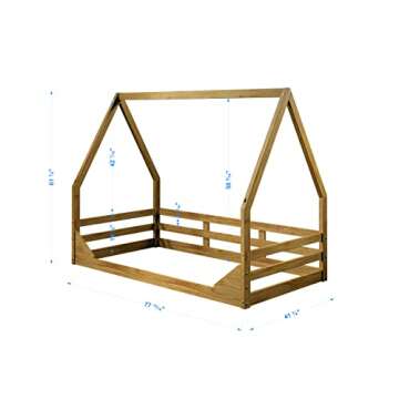 P'Kolino Casita Twin Floor Bed - Montessori Inspired Floor Bed - Solid FSC Certified Wood Bed for Ki...