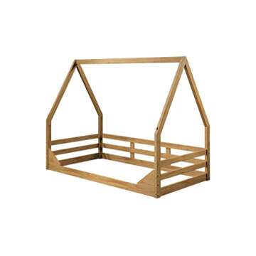 Montessori Twin Bed - P'Kolino Casita Floor Bed - Natural Wood