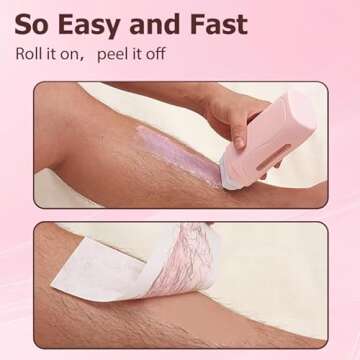Waxfans Roll on Wax Kit, Waxing Kit for Women and Men, Wax Roller Waxing Kit for All Skin Types, Roll on Waxing Kit for Hair Removal, with Honey and Rose Wax Cartridges & 50 Pcs Wax Strips