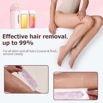 Waxfans Roll on Wax Kit, Waxing Kit for Women and Men, Wax Roller Waxing Kit for All Skin Types, Roll on Waxing Kit for Hair Removal, with Honey and Rose Wax Cartridges & 50 Pcs Wax Strips