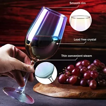 GoldArea Iridescent Wine Glass Set - Elegant Gift for Wine Lovers