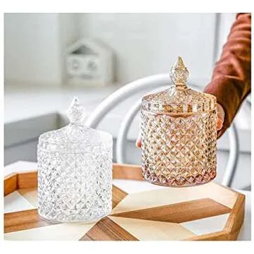 CLOVERHOME Colorful Glass Storage Jar - 10 OZ Iridescent Bathroom Container