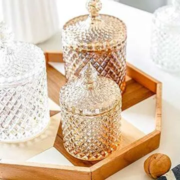CLOVERHOME Decorative Glass Jar for Qtips and Makeup