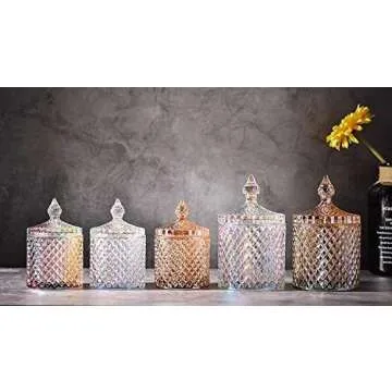 CLOVERHOME Decorative Glass Jar for Qtips and Makeup