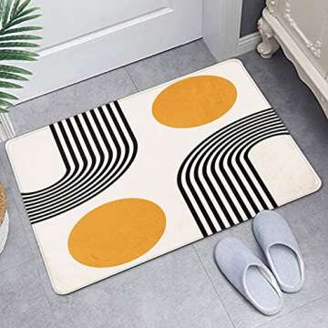 Britimes Boho Mid Century Bath Mat for Bathroom No Silp Abstract Geometric Washable Cover Floor Rug Carpets Floor Mat Bathroom Decorations 16x24 for Kitchen Bedroom