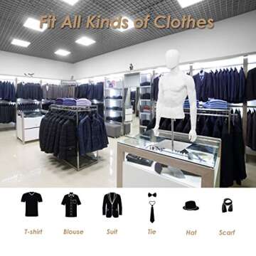 Giantex Male Mannequin Torso Adjustable Height Detachable Arms Dress Form Display w/ Metal Stand, Br...