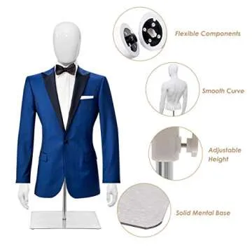 Giantex Adjustable Male Mannequin Torso Display