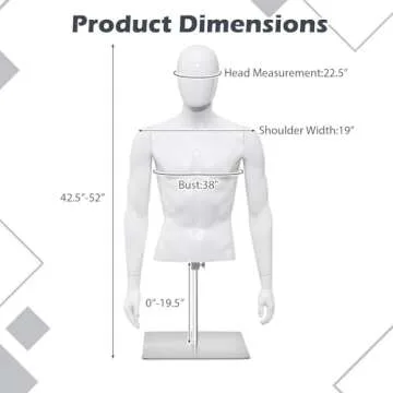 Giantex Adjustable Male Mannequin Torso Display