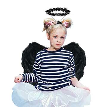 EPN Angel Wings Demon and Halo Headband for Girls Halloween Costumes, Feather Dress up Fancy Cosplay...