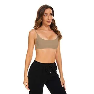 MISSACTIVER Women’s Sexy Backless Spaghetti Strap Crop Cami Top Yoga Workout Sports Bra Ribbed Knit Going Out Crop Tank Tops Khaki