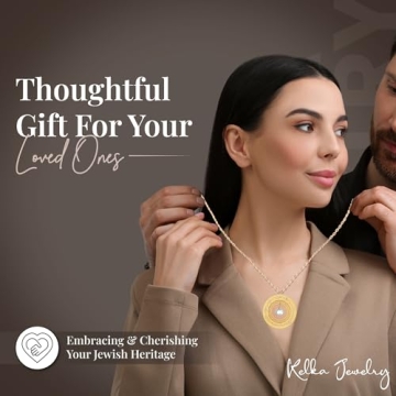 Handmade Gold Blessings Necklace in Hebrew with Blue Topaz