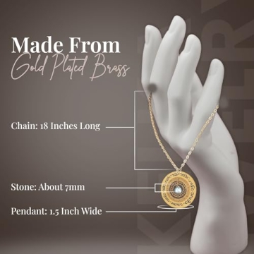 Handmade Gold Blessings Necklace in Hebrew with Blue Topaz