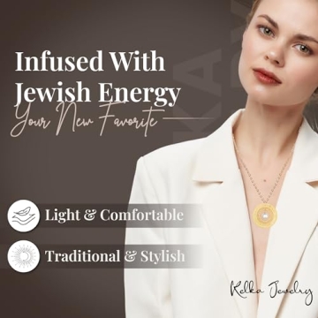 Handmade Gold Blessings Necklace in Hebrew with Blue Topaz