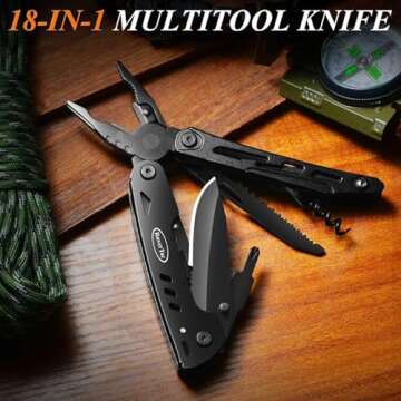 RoverTac Multi Tool Knife 18 in 1 Camping Survival Gear