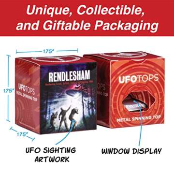 Plexity Labs UFO Tops Rendlesham - Metal Spinning Fidget Toy Top - Inspired by The Documented 1980 UFO Sighting in Rendlesham, England (Color: Siren Red)