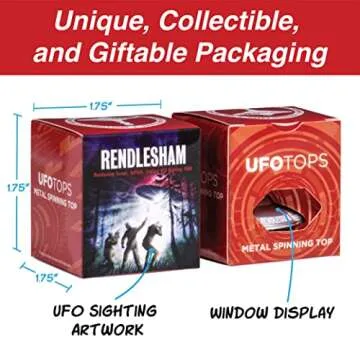 Plexity Labs UFO Tops Rendlesham - Metal Spinning Fidget Toy Top - Inspired by The Documented 1980 UFO Sighting in Rendlesham, England (Color: Siren Red)