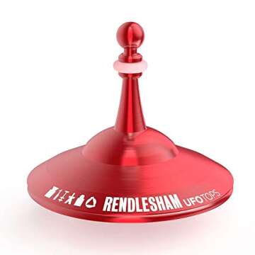 Plexity Labs UFO Tops Rendlesham - Metal Spinning Fidget Toy Top - Inspired by The Documented 1980 UFO Sighting in Rendlesham, England (Color: Siren Red)
