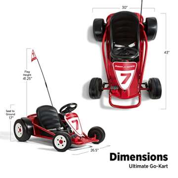 Radio Flyer 940Z 12V Battery-Powered Adjustable Kids Ultimate Outdoor Go-Kart with Rubber Wheels, Red