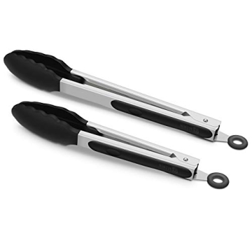 2 Pack Black Kitchen Tongs, Premium Silicone Kitchen Tools