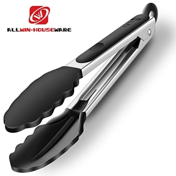 2 Pack Black Kitchen Tongs, Premium Silicone Kitchen Tools