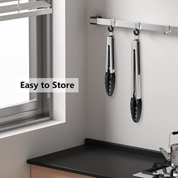 2 Pack Black Kitchen Tongs, Premium Silicone Kitchen Tools