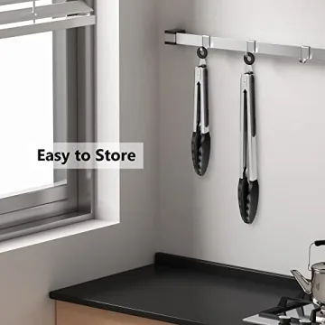 2 Pack Black Kitchen Tongs, Premium Silicone Kitchen Tools