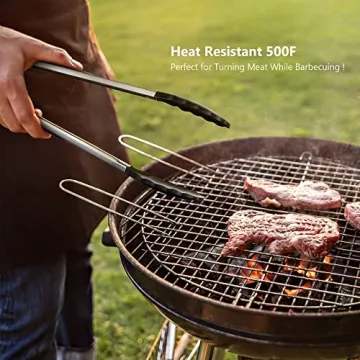 2 Pack Black Kitchen Tongs, Premium Silicone Kitchen Tools