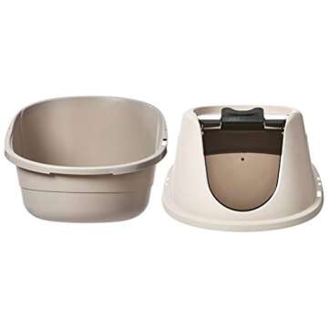 Amazon Basics No-Mess Hooded Enclosed Cat Litter Box, Large, Multicolor, 24 in x 18 in x 17 in