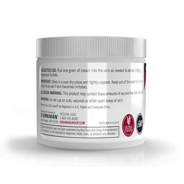 Kirkman – Epsom Salt Cream – 4oz Cream – Gluten Free – Casein Free