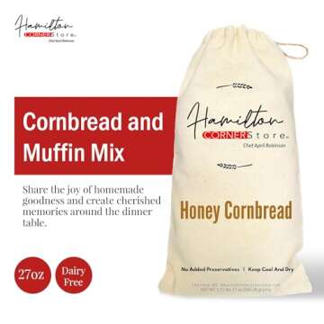 Hamilton Cornerstore Cornbread and Muffin Mix, Real Honey Southern Cornbread Mix, Quick Homemade Aut...