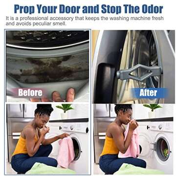 Magoog Washer Door Prop, Magoog [Easy to Stick] Front Load Washer Door Prop, Keep Front Load Washer Door Open and Clean, Washing Machine Door Prop Grey