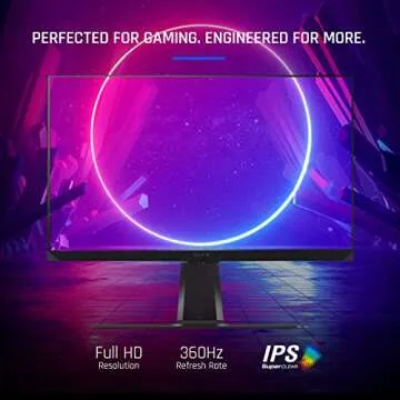 ViewSonic XG251G 25 Inch 1080p 1ms 360Hz IPS Gaming Monitor with GSYNC, HDR400, RGB Lighting, NVIDIA Reflex, and Advanced Ergonomics for Esports