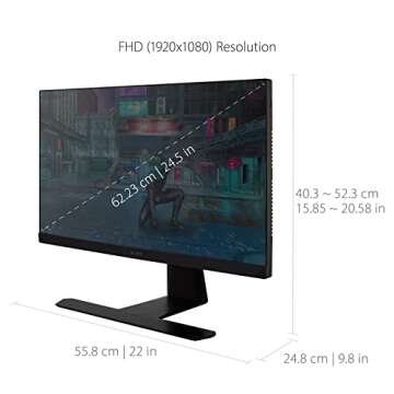 ViewSonic XG251G 25 Inch 1080p 1ms 360Hz IPS Gaming Monitor with GSYNC, HDR400, RGB Lighting, NVIDIA Reflex, and Advanced Ergonomics for Esports