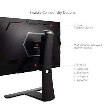 ViewSonic XG251G 25 Inch 1080p 1ms 360Hz IPS Gaming Monitor with GSYNC, HDR400, RGB Lighting, NVIDIA Reflex, and Advanced Ergonomics for Esports