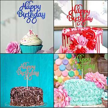 40 Pieces Happy Birthday Cake Toppers for Festive Celebrations