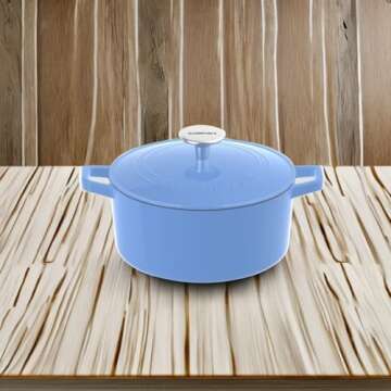 Cuisinart Chef's Classic Enameled Cast Iron 5-Quart Round Covered Casserole, Blue