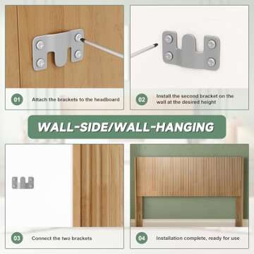 Huatean Home Wood Headboard Queen Size, 64.6" Wide Wooden Headboard Queen Headboard Only, Modern Farmhouse Headboards Queen Size, Wall Mounted Headboard, Fluted Panel, Wingback Boho Headboard, Natural