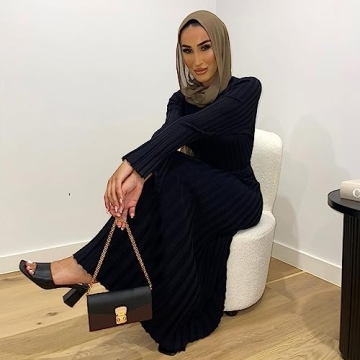 UAURORAO Ribbed Knit Long Sleeve Maxi Dress for Women