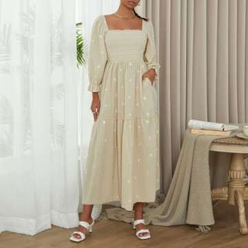 Argeousgor Women 2023 Bohemian Floral Dress - Sexy Deep V Neck Maxi Dress