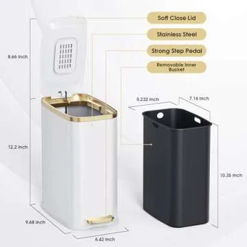 CEROELDA Slim Bathroom Trash Can with Soft Close Lid