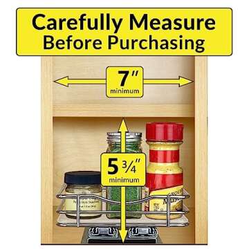 LYNK PROFESSIONAL® Pull Out Spice Rack Organizer for Inside Kitchen Cabinets - 6-1/4 inch Wide - Slide Out Drawer – Chrome Sliding Spice Cabinet Organization Shelf Racks - 1 Tier
